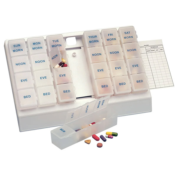 Health Enterprises Acu-Life Deluxe Pill Organizer with 28 Compartments 'One Week Plus Today'