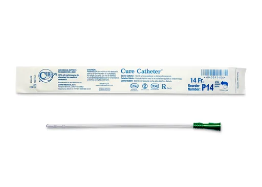Cure Catheter Uncoated, Single, Pediatric, 10” Straight Tip, 14 FR