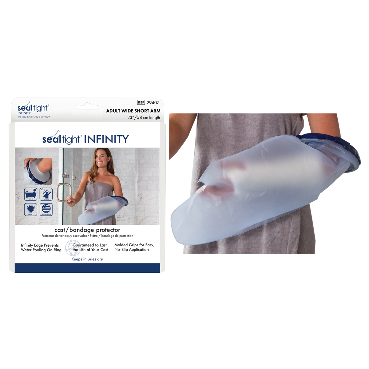Brownmed Seal-Tight Infinity Cast Protector, Adult, 23" Wide Short Arm
