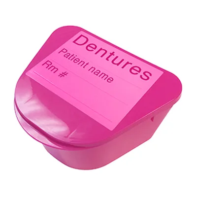 Medegen Denture Cup with Hinged Lid
