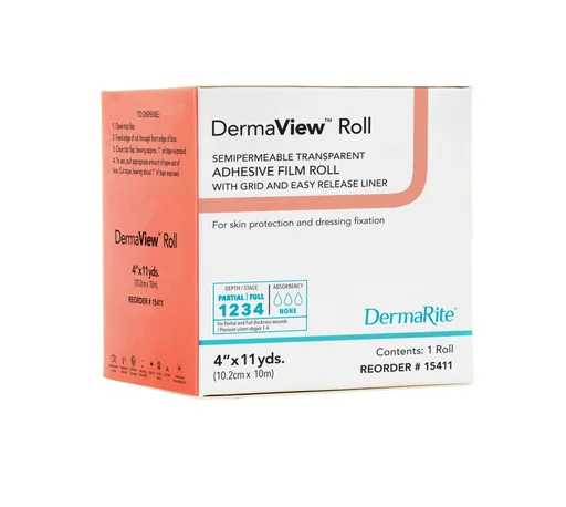 DermaView Roll Transparent Film, 4" x 11 yds