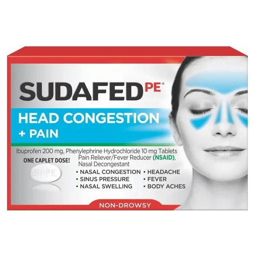 Johnson & Johnson Sudafed PE Pain Relief Caplet, 20 Count