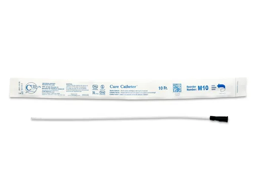 Cure Catheter Uncoated, Single, Male, 16” Straight Tip, 10 FR