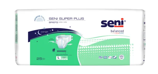 TZMO Seni Super Plus Briefs, Large, 25 Count