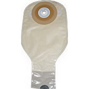 Nu-Hope One-Piece Post-Op Pre-Cut Adult Drainable Pouch with Nu-Comfort Barrier and Closure Clamp 1" Opening Round, 11" L x 5-3/4" W, 3-1/2" Adhesive Foam Pad, 24 oz, Odor-Proof