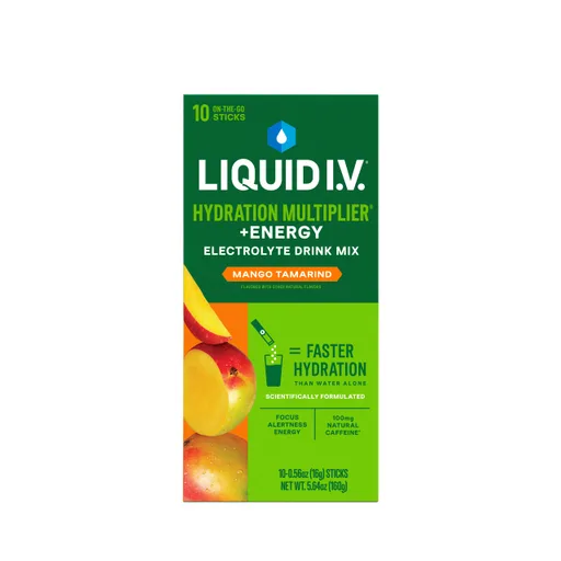 Liquid IV Electrolyte Drink Mix + Energy, Mango Tamarind, 10 ct