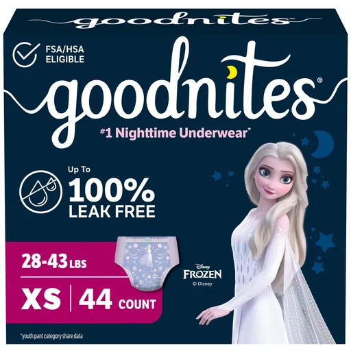 Goodnites Youth Pants for Girls X-Small, Giga Pack