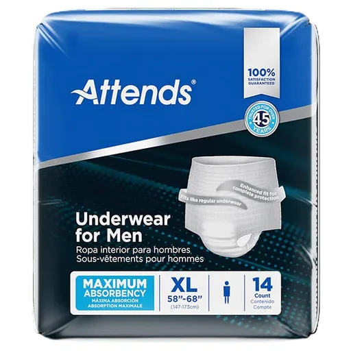 Attends Maximum Men's Underwear, X-Large, 14 ct