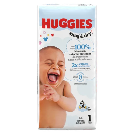 Huggies Snug & Dry Diapers, Jumbo Pack, Size 1, 44 ct