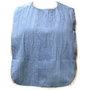 Salk Adult Oversized Bib with Velcro Closure and Waterproof Backing Blue
