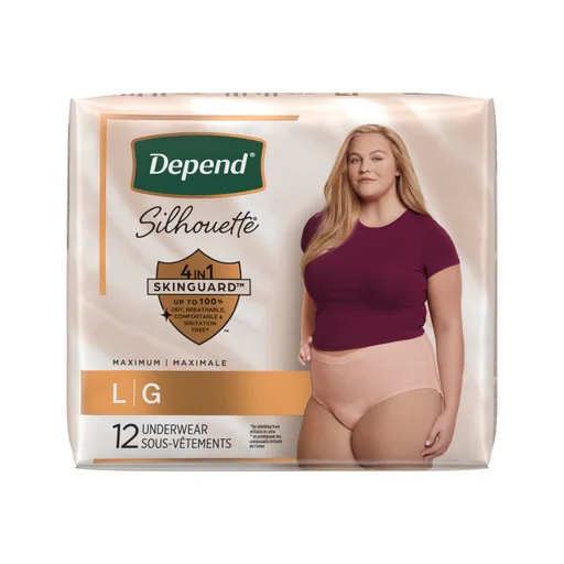 Depend Silhouette Max Abs Underwear - Pink, Female Large, 12 ct