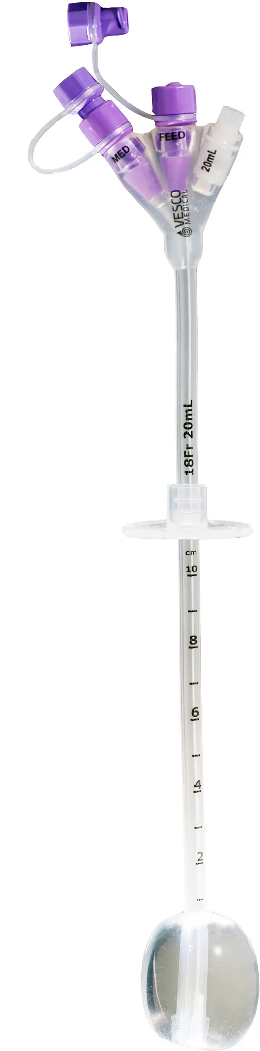 Vesco Gastronomy Feeding Tube, Dual ENFit Port, 18Fr OD, 20mL