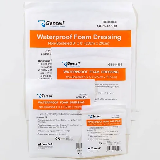 Gentell Waterproof Foam Non-Bordered Dressing