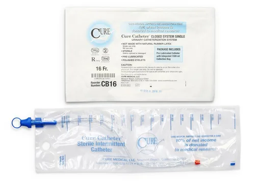 Cure Catheter® Single, Closed System, Unisex, Straight Tip, 16 FR