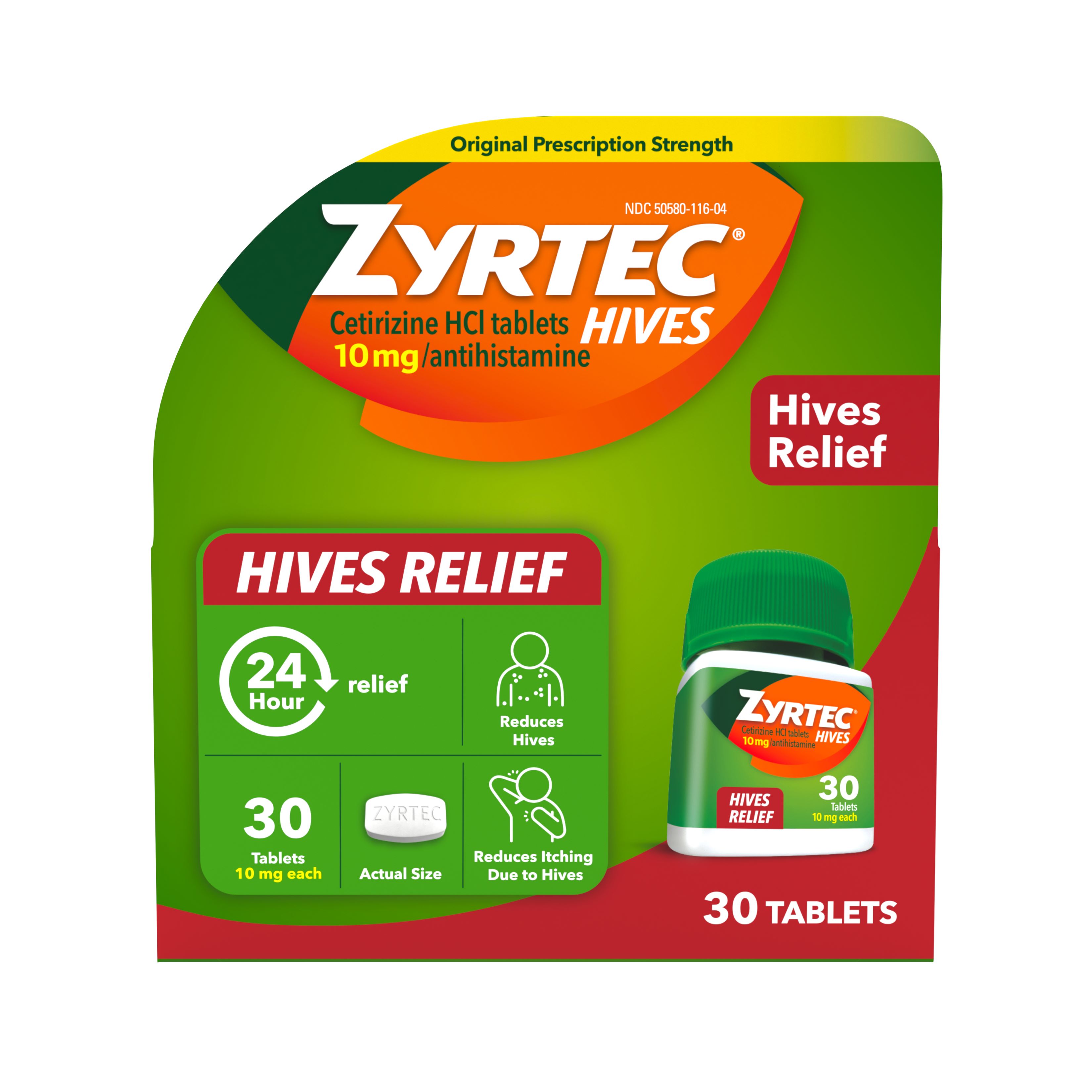 Zyrtec Hives Relief Tablets, 10 mg, 30 ct