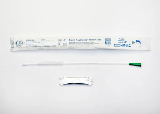Cure Medical Hydrophilic Cure Catheter, 16” Male, Straight Tip, 14 FR