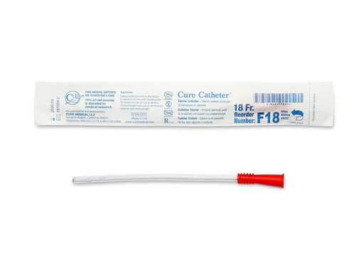 Cure Catheter Uncoated, Single, Female, 6” Straight Tip, 18 FR