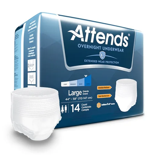 Attends Overnight Underwear, Large 44" to 58"