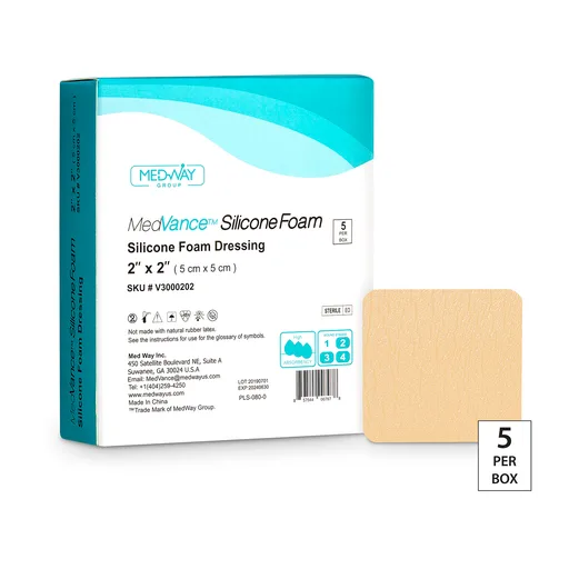 MedVance Non-Bordered Silicone Foam Dressing, 2" x 2"