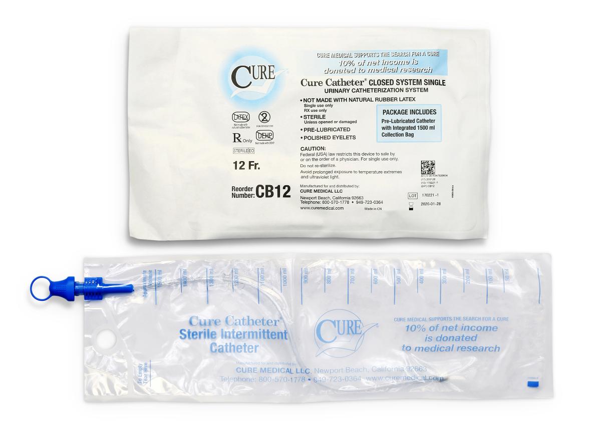 Cure Catheter® Single, Closed System, Unisex, Straight Tip, 12 FR