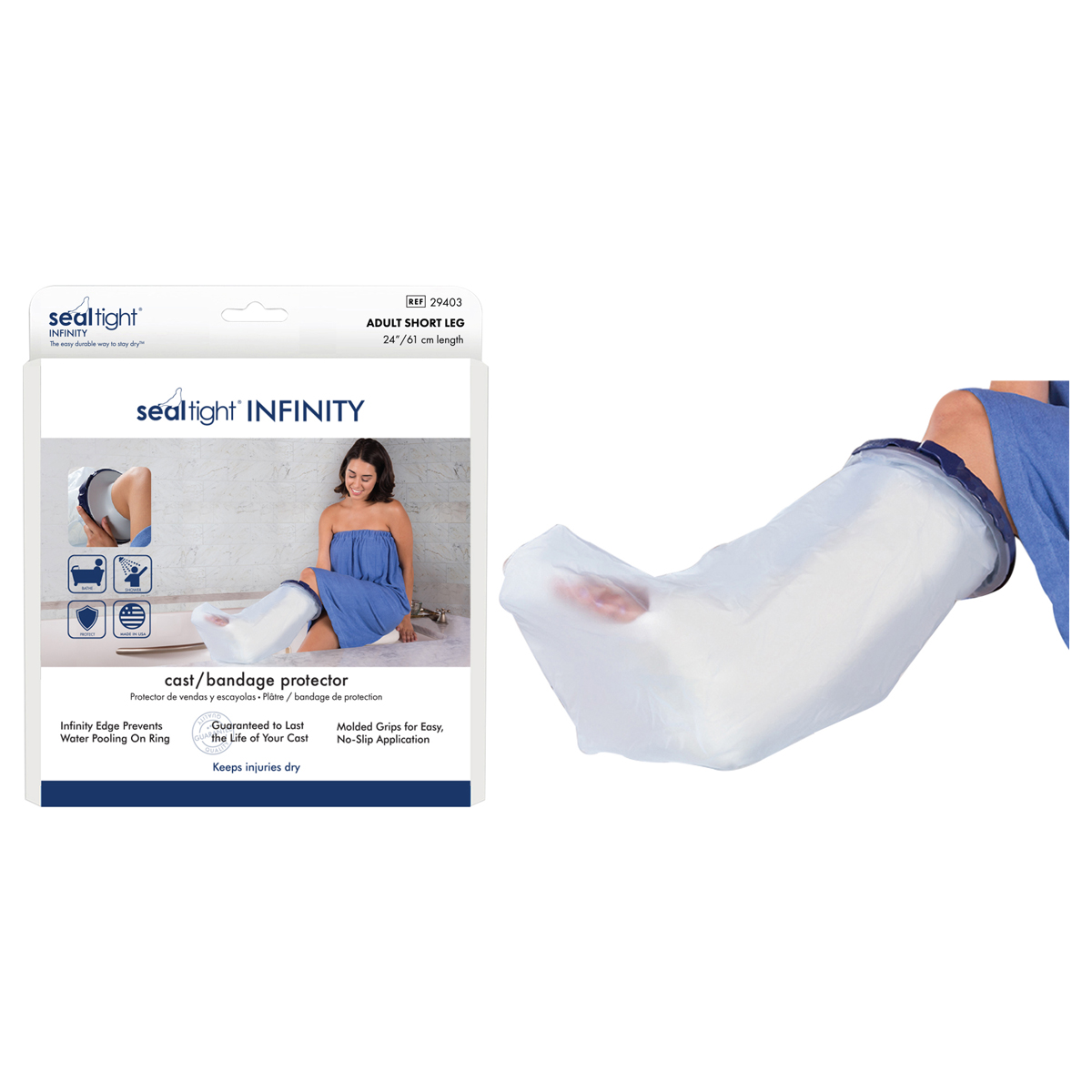 Brownmed Seal-Tight Infinity Cast Protector, Adult, 24" Short Leg