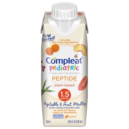 COMPLEAT Pediatric Peptide 1.5 Cal Formula, Vegetable & Fruit Medley, 250 mL