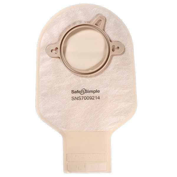 Simpurity 9" Drainable 2-Piece Pouch, Beige, 57mm, 2-1/4" Flange, Belt Tabs, Velcro Closure