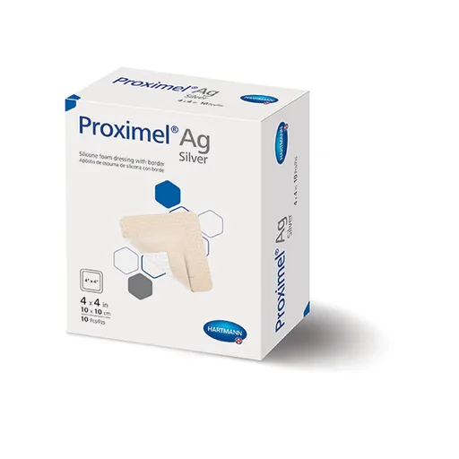 Hartmann-Conco Proximel Ag Silicone Foam Dressing, with Border, 4" x 4"