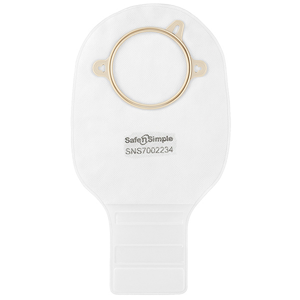 Simpurity 12" Drainable 2-Piece Pouch, Transparent, 70mm, 2-3/4" Flange, Belt Tabs, Velcro Closure