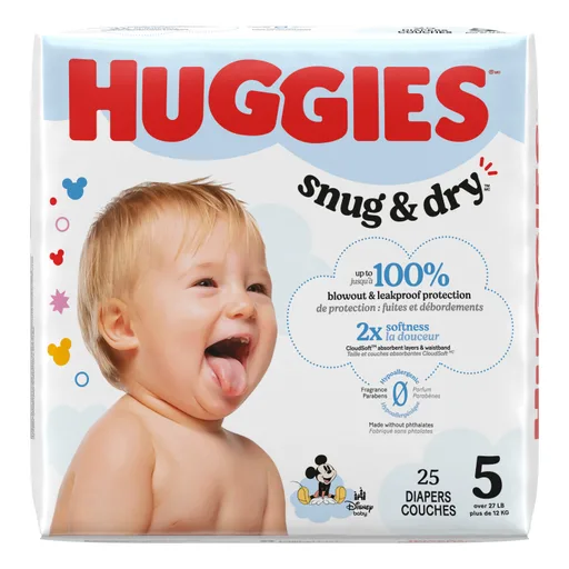 Huggies Snug & Dry Diapers, Jumbo Pack, Size 5, 25 ct
