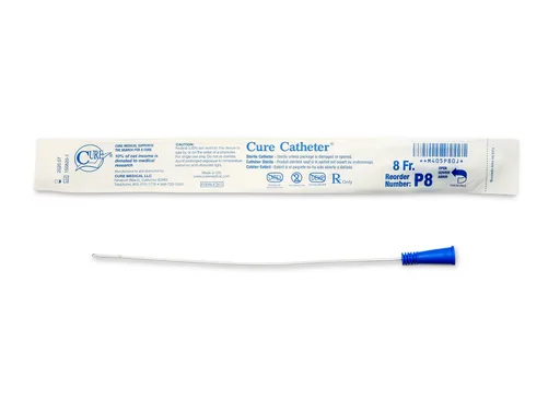 Cure Catheter Uncoated, Single, Pediatric, 10” Straight Tip, 8 FR