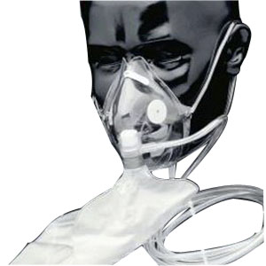 Salter Labs High Concentration Non-Rebreathing Mask Transparent, Soft Anatomical Shape, with 7Ft Three Channel Safety Tube and Safety Vent, Elastic Headstrap