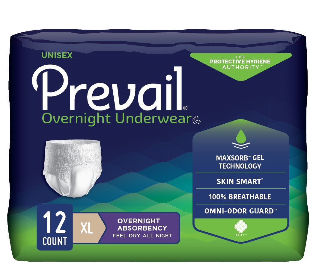 Prevail Unisex Overnight Underwear, X-Large, 58" x 68" - REPLACES FQPMX514 & FQPWX514.