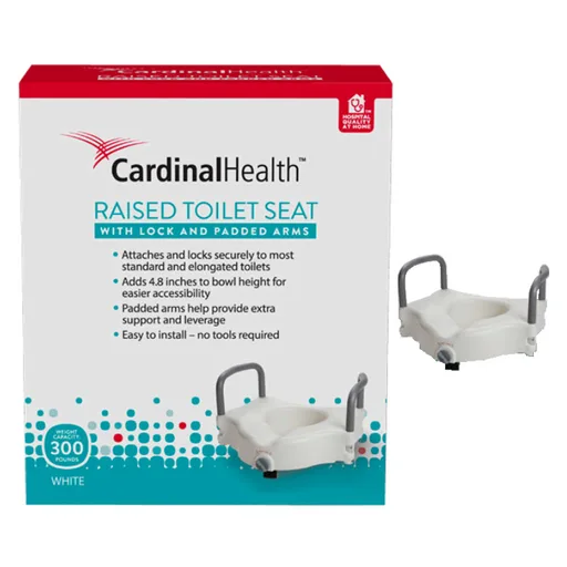 Cardinal Health Raised Toilet Seat with Lock and Padded Arm