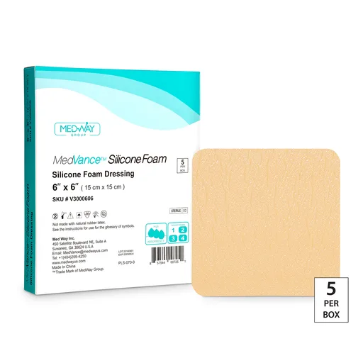 MedVance Non-Bordered Silicone Foam Dressing, 6" x 6"