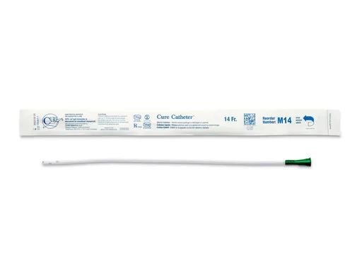 Cure Catheter Uncoated, Single, Male, 16” Straight Tip, 14 FR