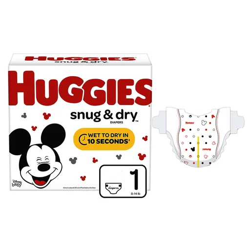 Huggies® Snug and Dry™ Baby Diaper, Size 1, Big Pack, 92 Count