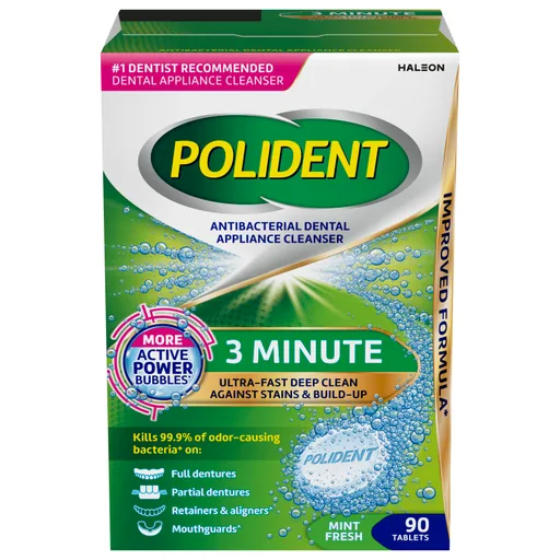 Polident 3 Minute Antibacterial Dental Appliance Cleanser Tablets