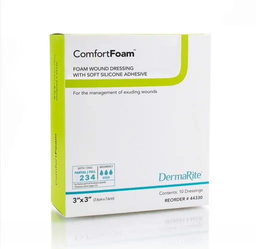 ComfortFoam Silicone Dressing without Border, 3" x 3"