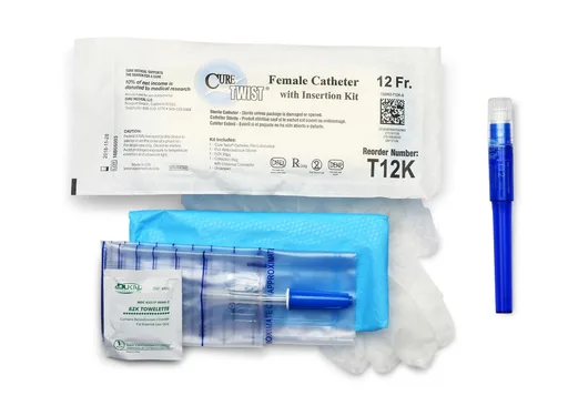 Cure Twist Female Catheter with Insertion Kit, 12 FR