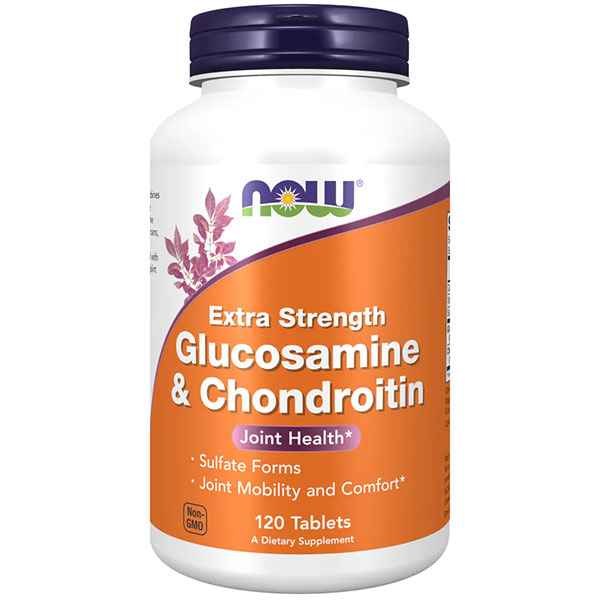 NOW Foods Glucosamine & Chondroitin Extra Strength, 750/600mg Tabs, 120 ct