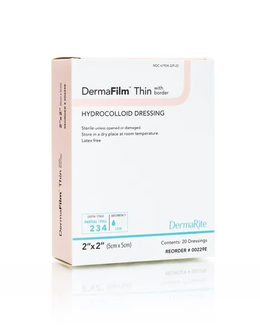 DermaFilm Hydrocolloid Wound Dressing, Thin with Border