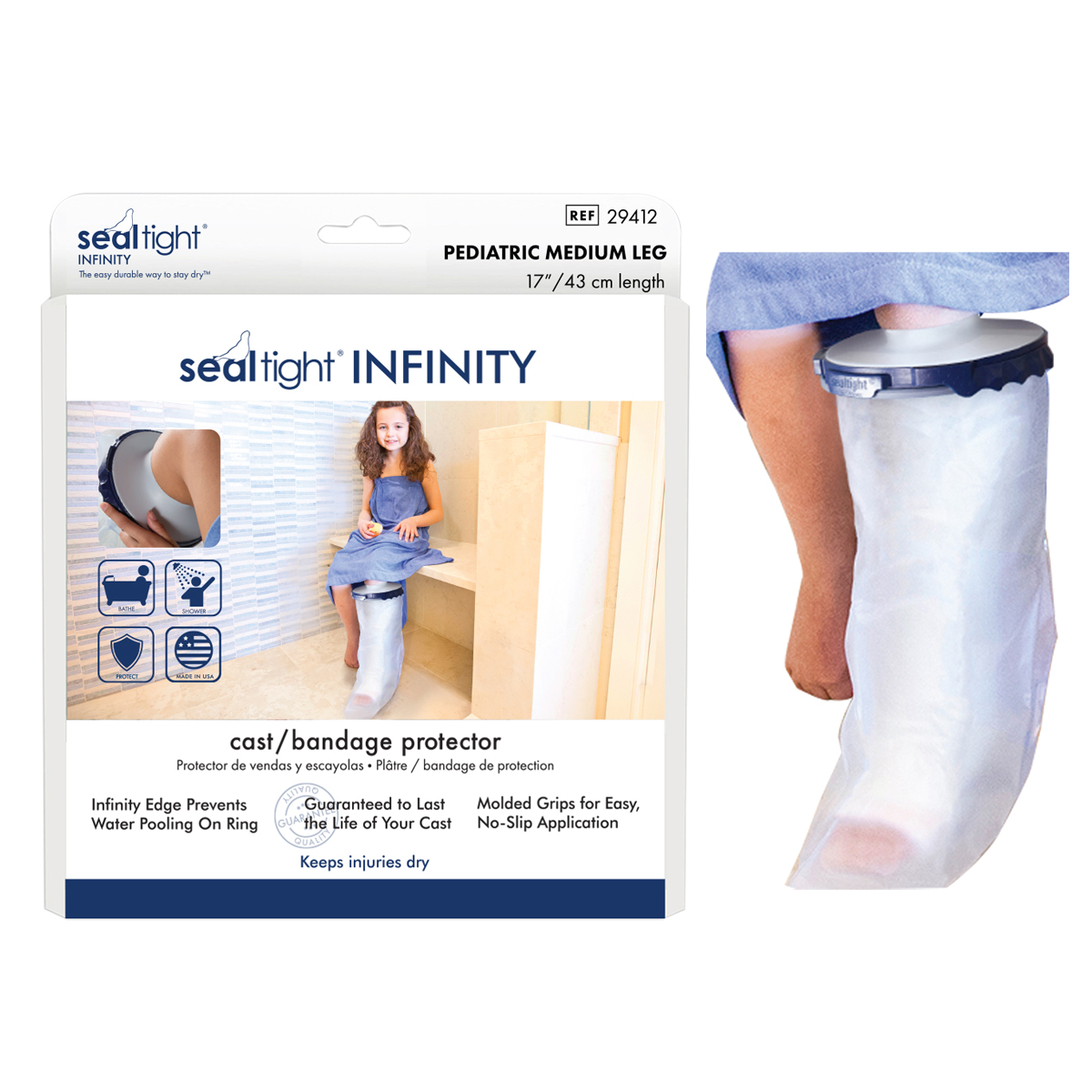 Brownmed Seal-Tight Infinity Cast Protector, Pediatric, 17" Medium Leg