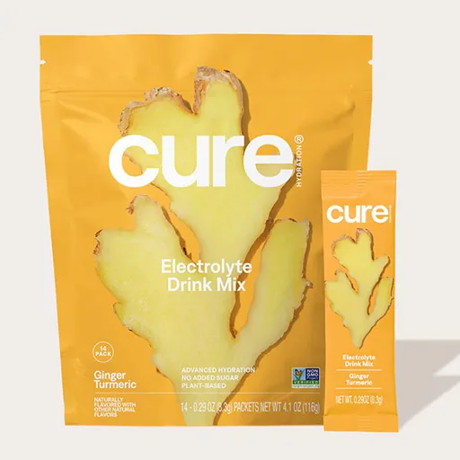 Cure Hydrating Electrolyte Mix Pouch, Ginger Turmeric, 14 ct
