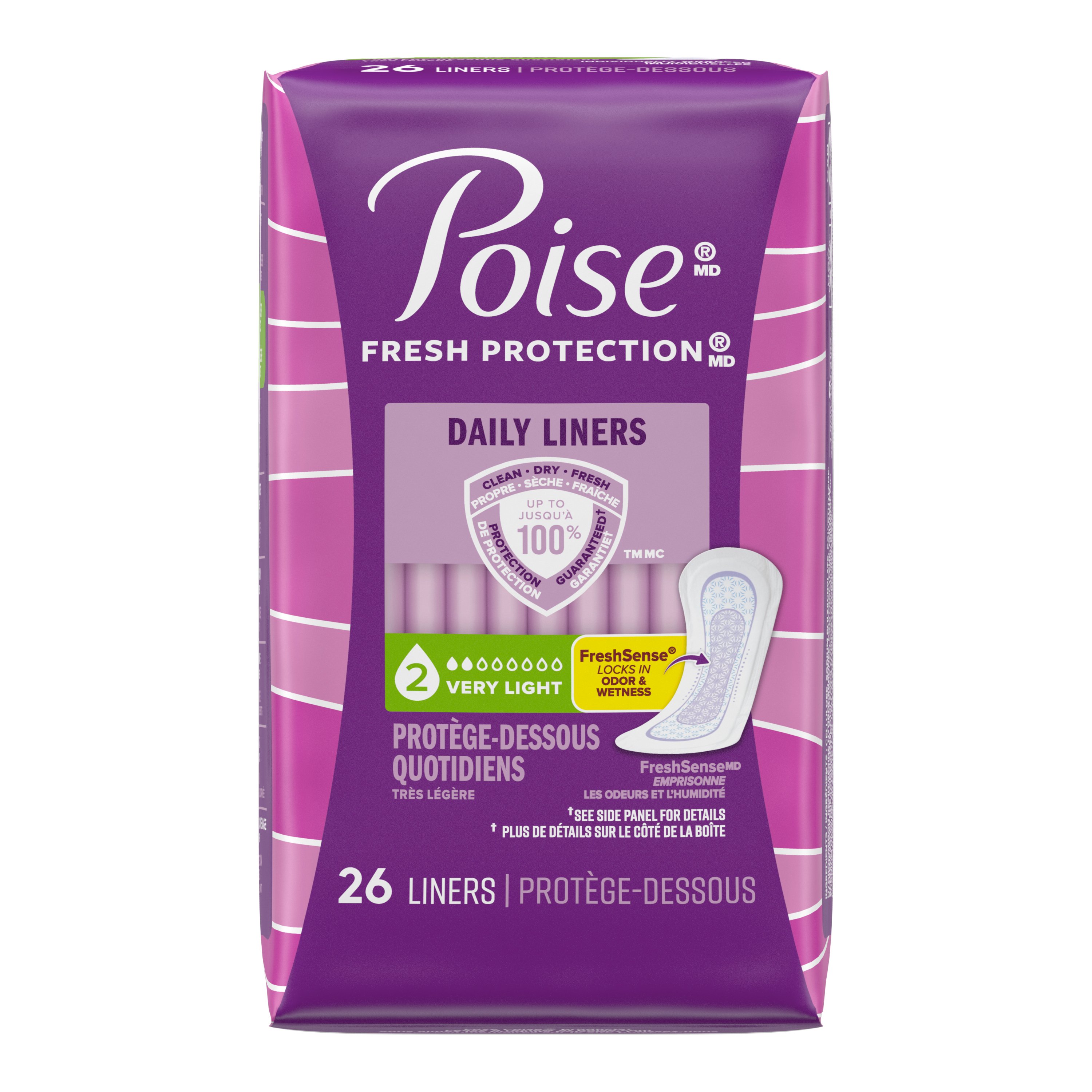 Poise Incontinence Panty Liners, Very Light Absorbency, Regular, 26 Count