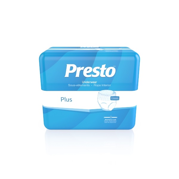 Presto® Plus Incontinence Underwear, Adult, Pull-Ups, Classic Plus, Medium, 32'' to 44'' White