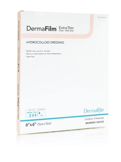 DermaFilm Hydrocolloid Wound Dressing, Thin with Border