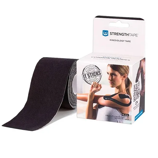 StrengthTape Kinesiology Tape 5m Uncut Roll, Black