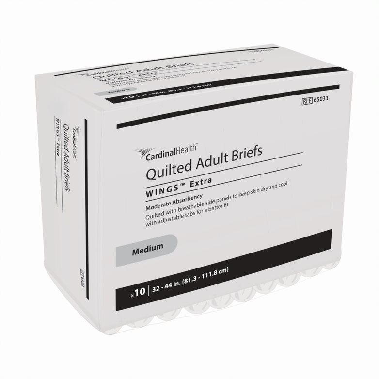 Cardinal Health, Quilted Adult Briefs, Wings™ Extra, Medium, 32" - 44"