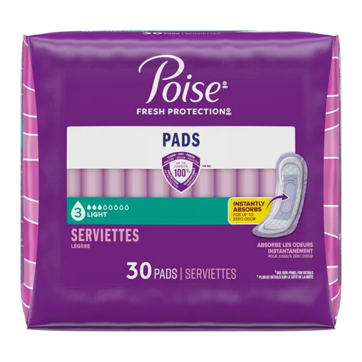 Kimberly Clark Poise Incontinence Pad, Light Absorbency, Regular